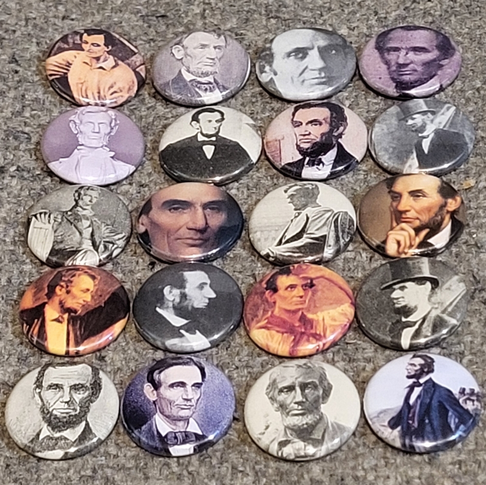 ABRAHAM LINCOLN pinback button bundle 20 pins 1 inch set